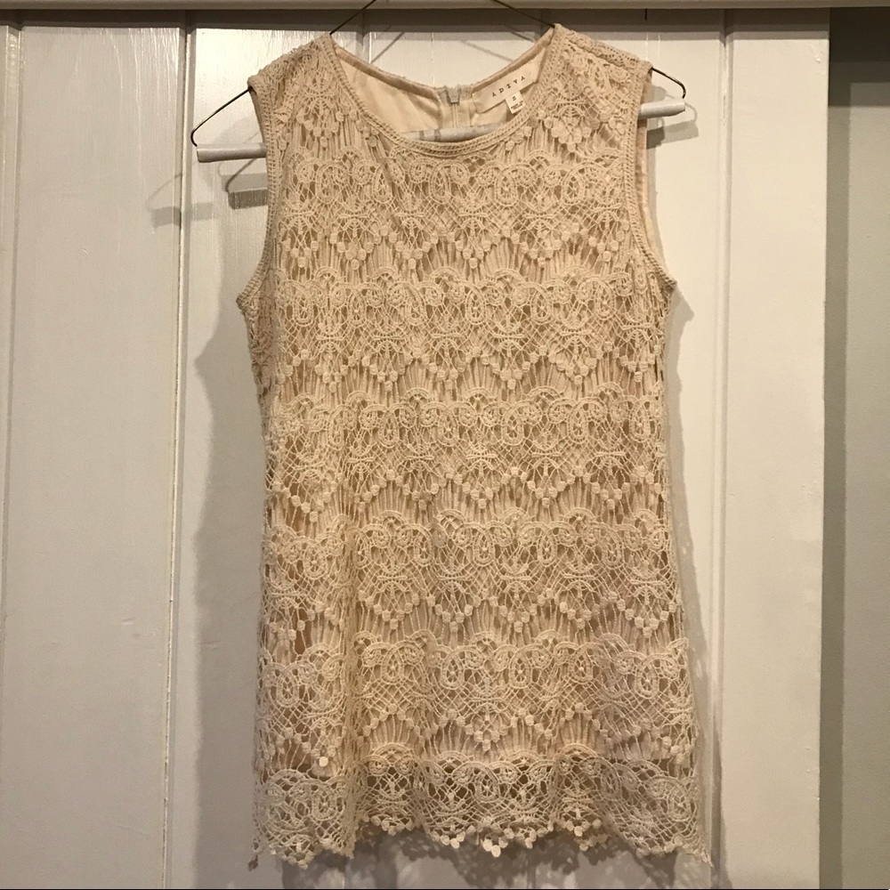 Cream lace sleeveless blouse
